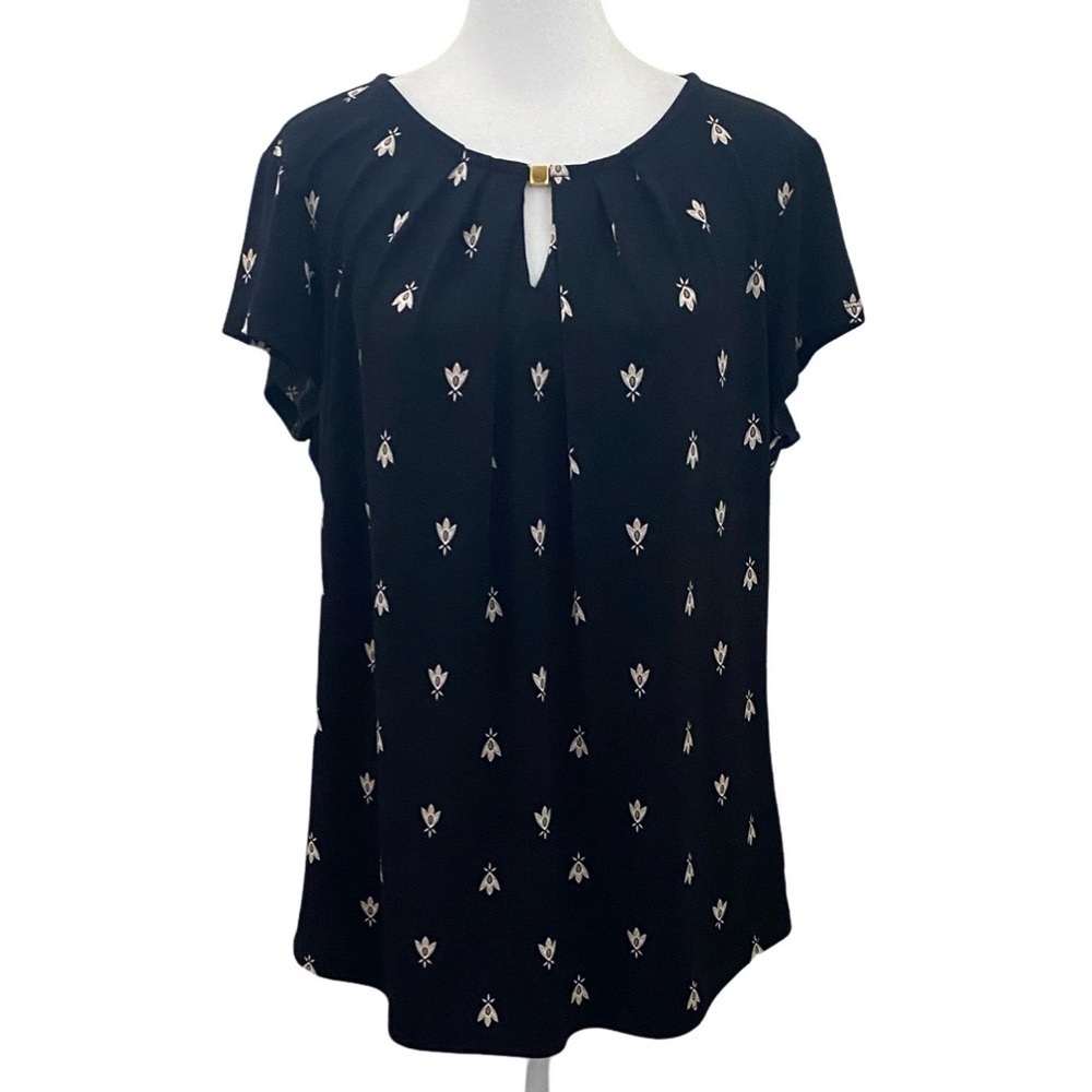 Liz Claiborne Career Black and White Patterned Women's Top. Size L.